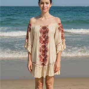 Bohemian Floral Off-Shoulder Dress